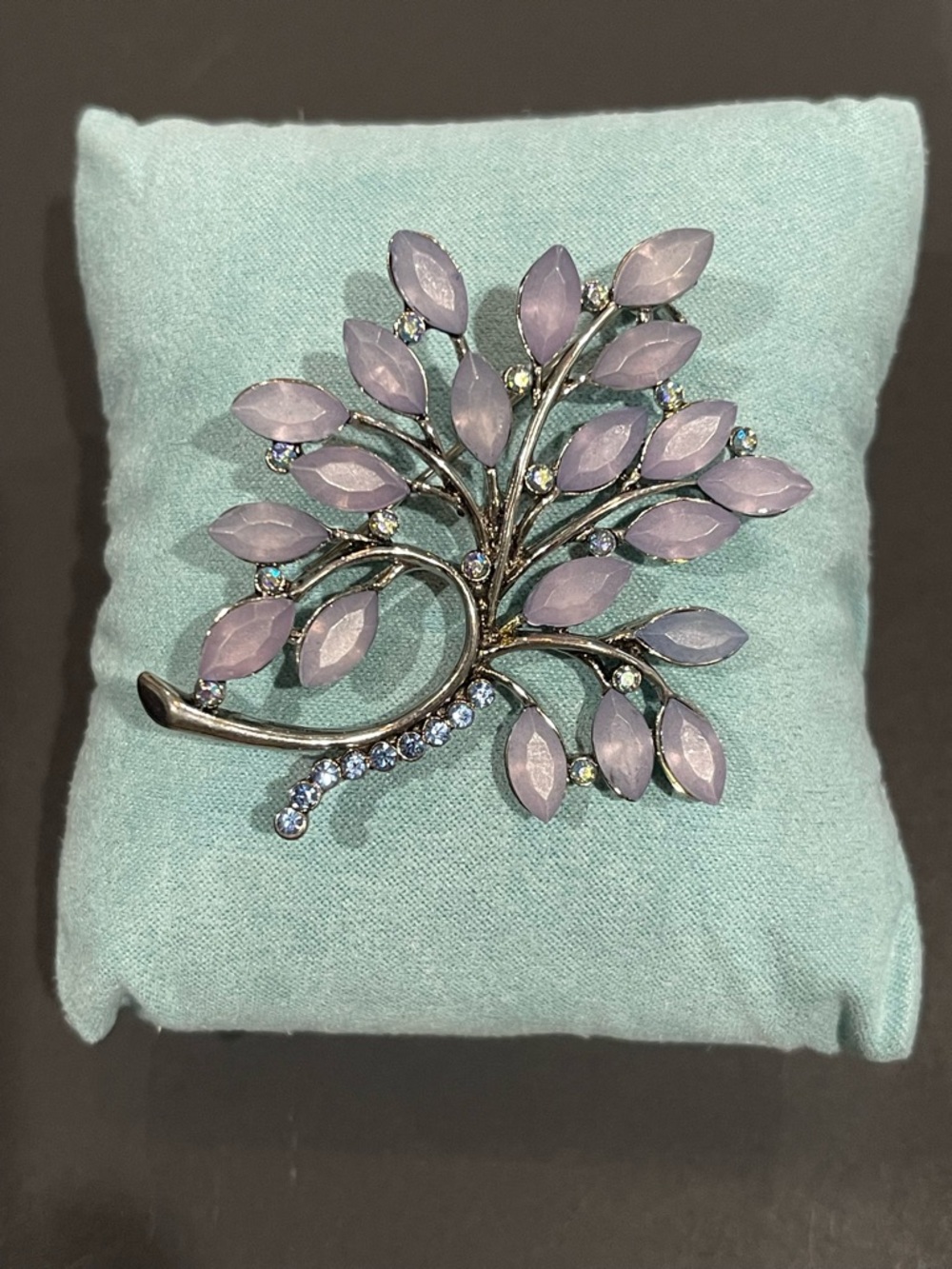 Lavender Leaf Crystal Brooch